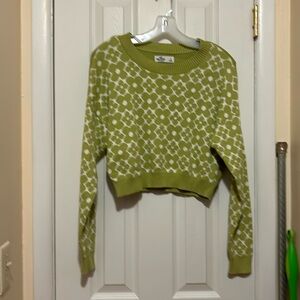 Hollister Green Sweater with Flowers